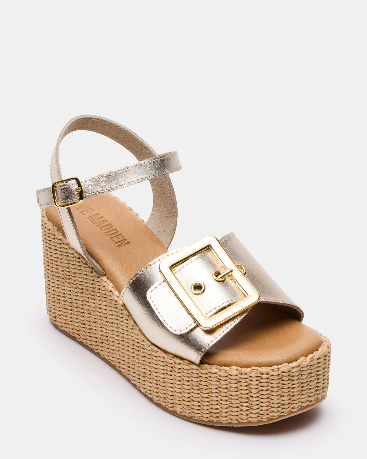 CIDER Gold Leather Platform Wedge Women's Sandal | Steve Madden Great Value