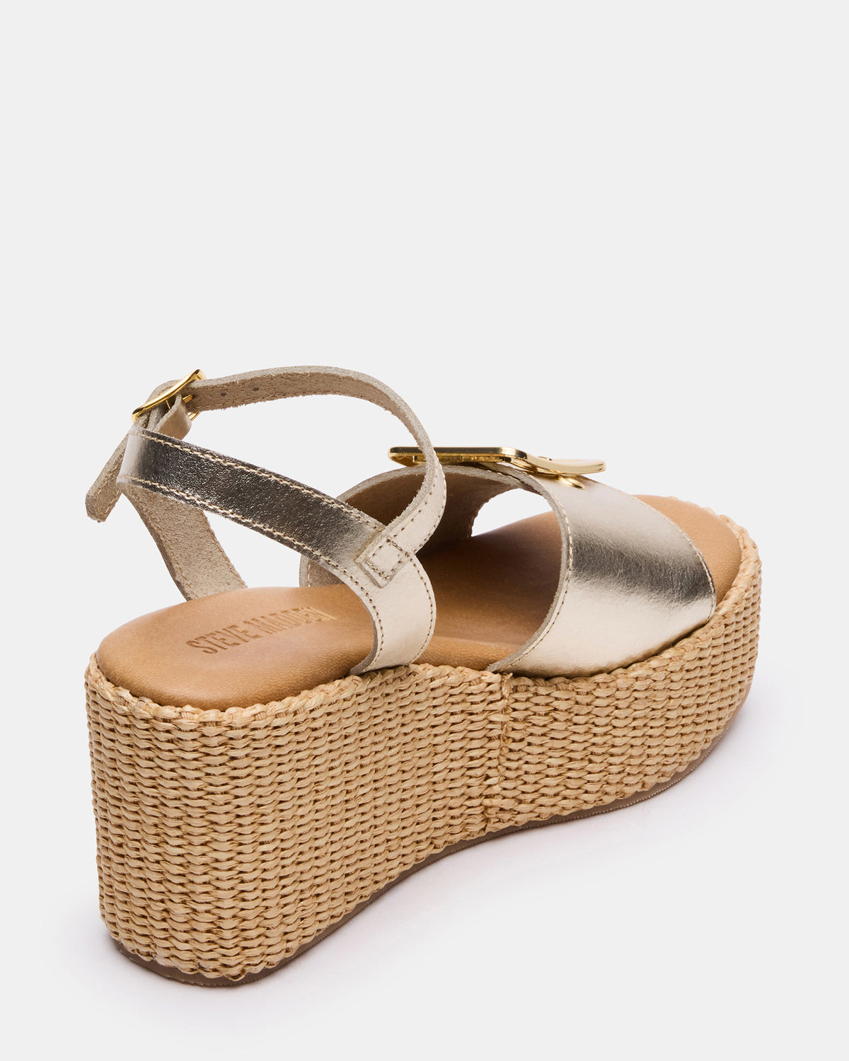 CIDER Gold Leather Platform Wedge Women's Sandal | Steve Madden Great Value