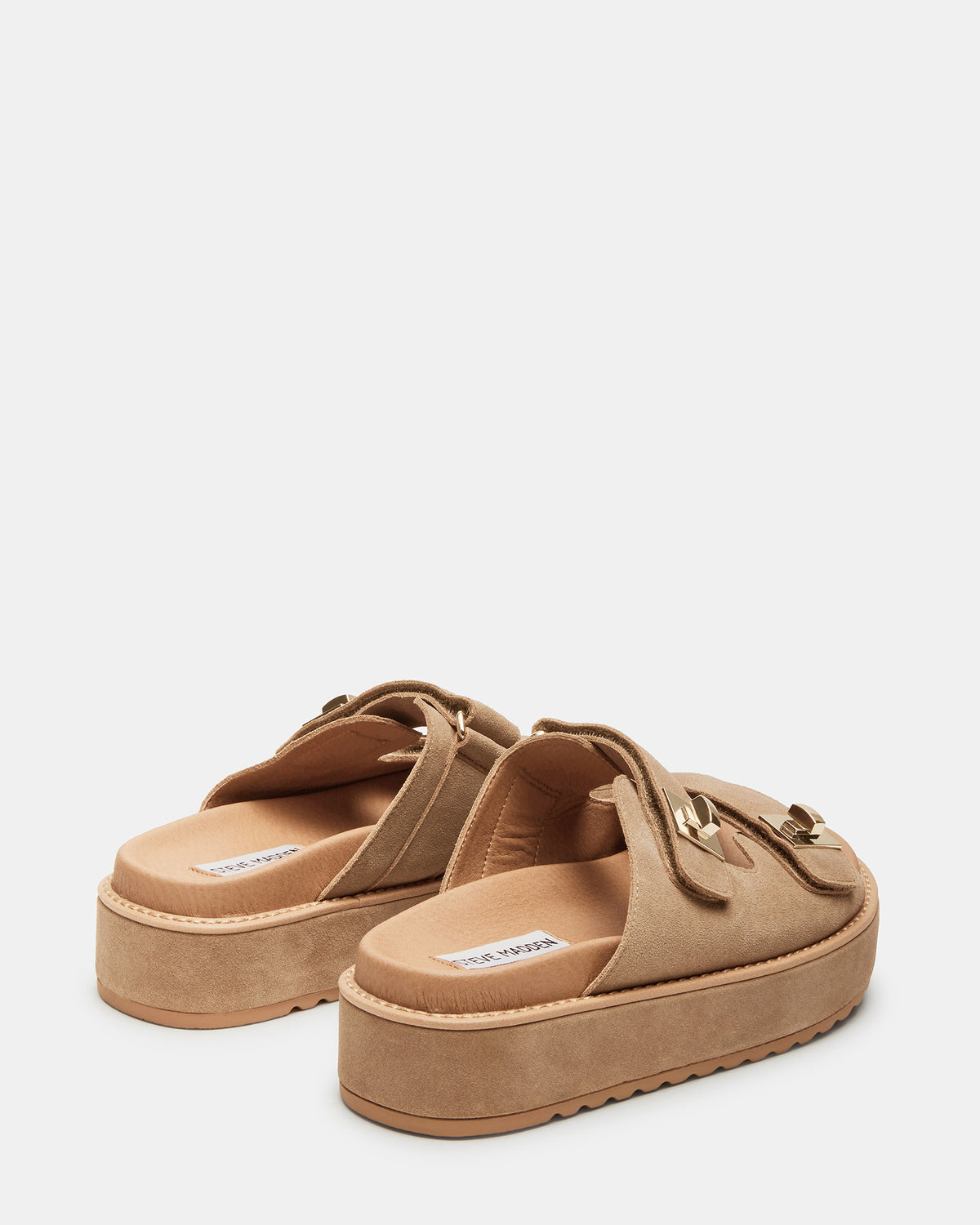 BIGSCHMONA Taupe Suede Women's Platform Slide Sandal | Steve Madden Premium