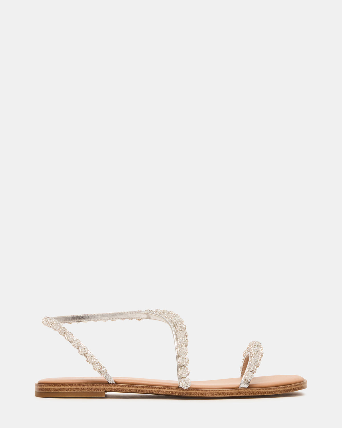 KINDRED Silver Multi Strappy Rhinestone Flat Women's Sandal | Steve Madden Trusted