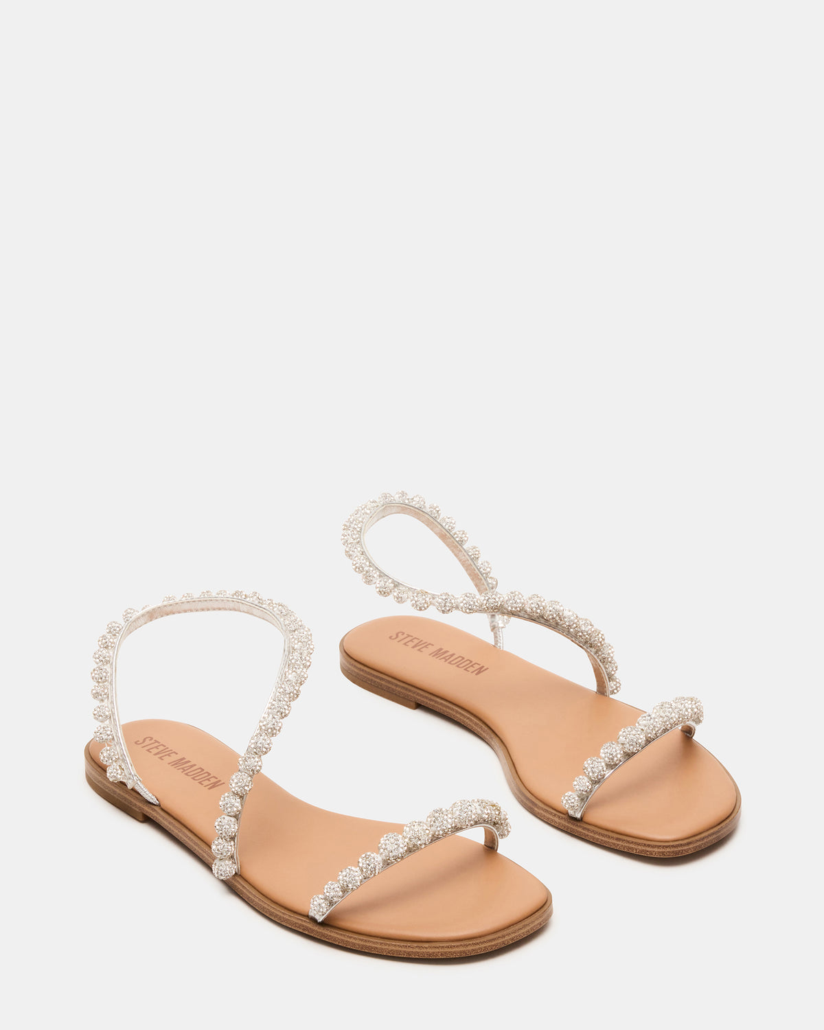 KINDRED Silver Multi Strappy Rhinestone Flat Women's Sandal | Steve Madden Trusted