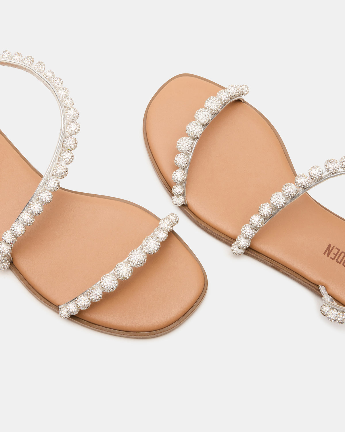 KINDRED Silver Multi Strappy Rhinestone Flat Women's Sandal | Steve Madden Trusted