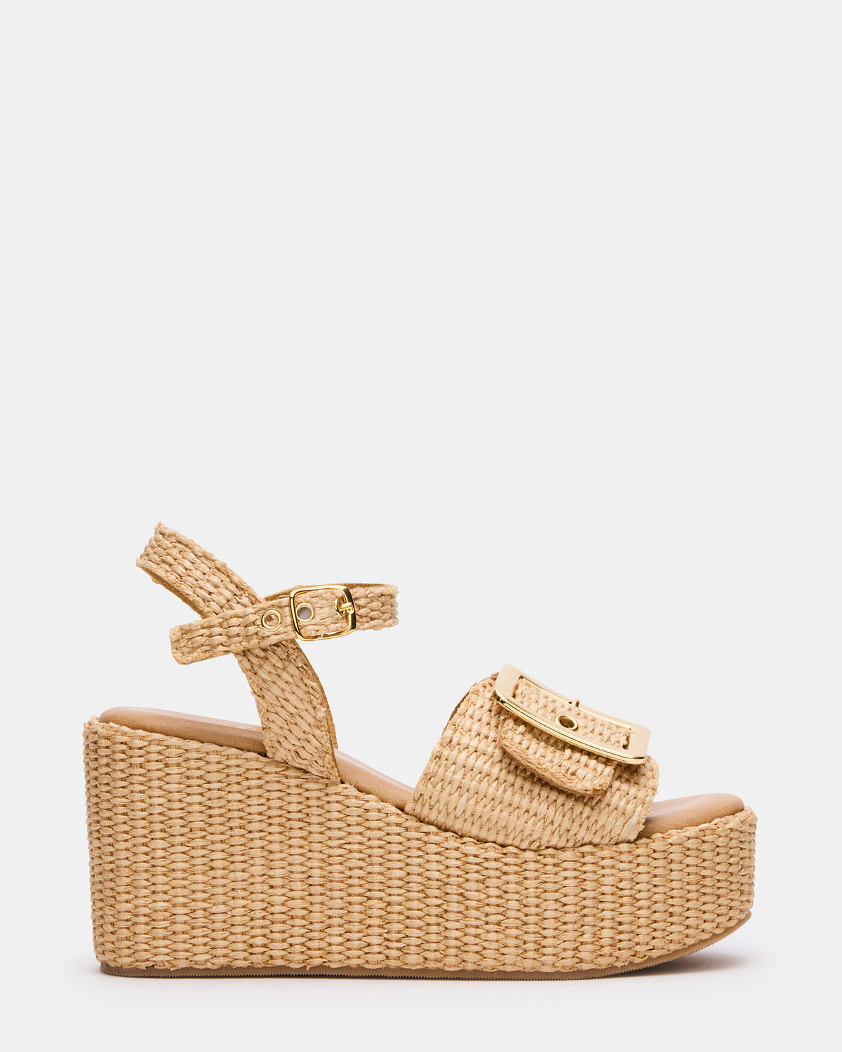 CIDER Natural Raffia Platform Wedge Women's Sandal | Steve Madden Signature