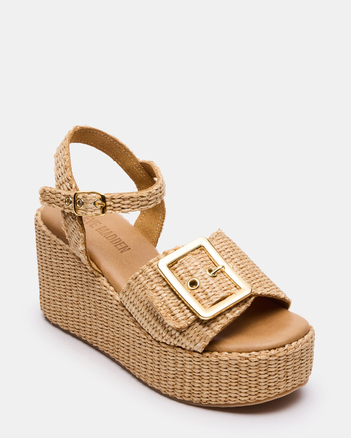 CIDER Natural Raffia Platform Wedge Women's Sandal | Steve Madden Signature
