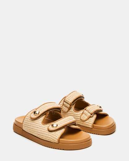 ATHENS Natural Raffia Slide Footbed Flatform Women's Sandal | Steve Madden Trusted
