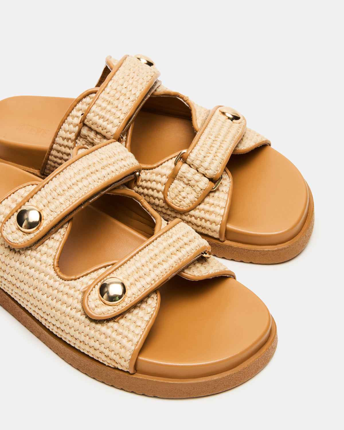ATHENS Natural Raffia Slide Footbed Flatform Women's Sandal | Steve Madden Trusted
