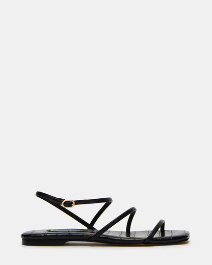 TANGO Black Square-Toe Strappy Women's Sandal | Steve Madden Top Pick