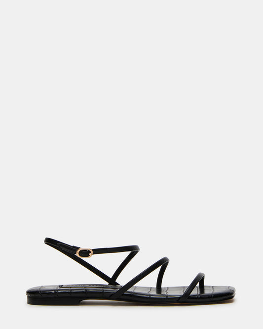 TANGO Black Square-Toe Strappy Women's Sandal | Steve Madden Top Pick