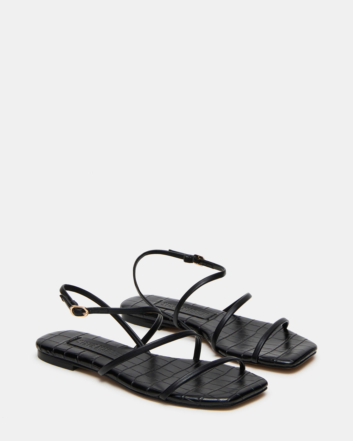 TANGO Black Square-Toe Strappy Women's Sandal | Steve Madden Top Pick