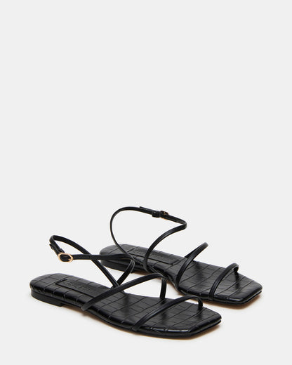 TANGO Black Square-Toe Strappy Women's Sandal | Steve Madden Top Pick