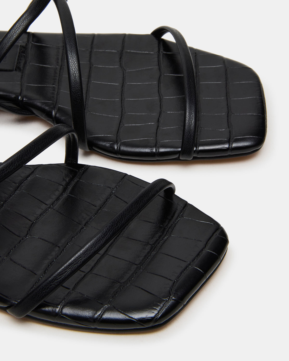 TANGO Black Square-Toe Strappy Women's Sandal | Steve Madden Top Pick