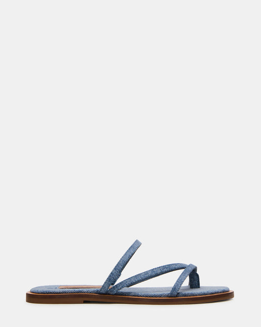 ELLERY Denim Fabric Strappy Thong Slide Women's Sandal | Steve Madden Popular