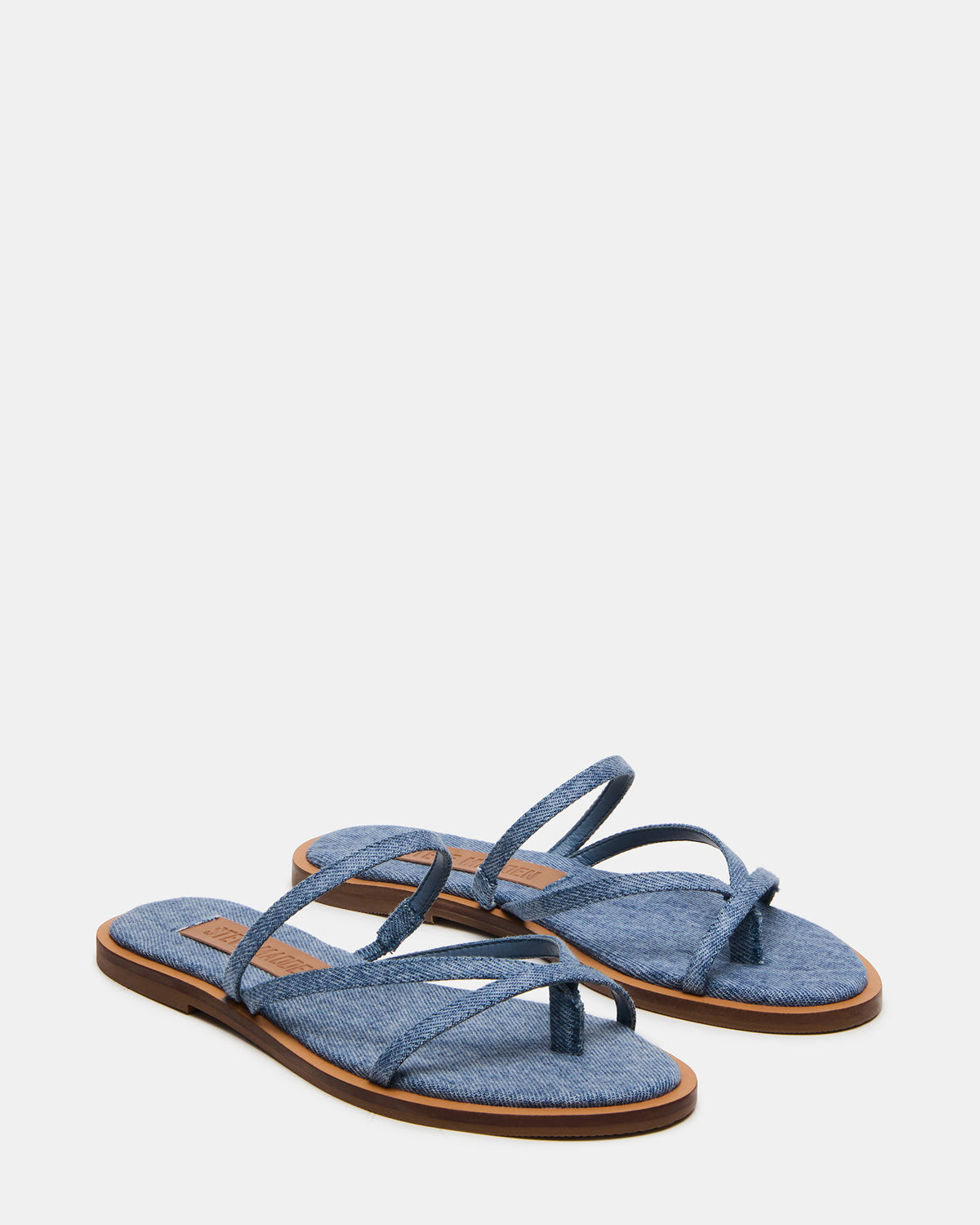 ELLERY Denim Fabric Strappy Thong Slide Women's Sandal | Steve Madden Popular