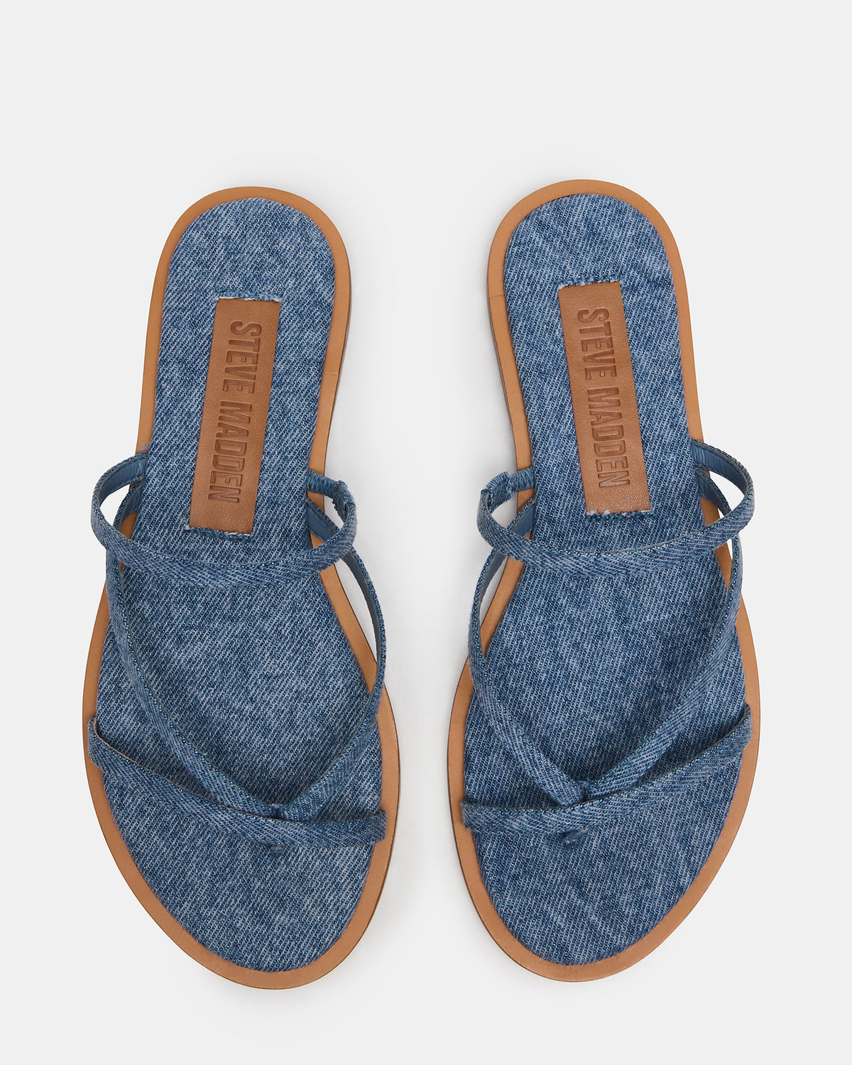 ELLERY Denim Fabric Strappy Thong Slide Women's Sandal | Steve Madden Popular