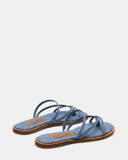 ELLERY Denim Fabric Strappy Thong Slide Women's Sandal | Steve Madden Popular