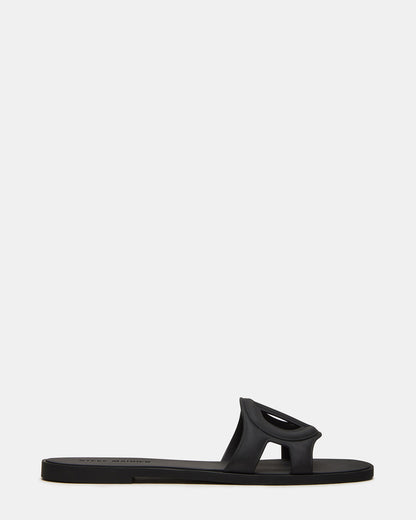 JELLIE Black Women's Square Toe Slide Sandal | Steve Madden Classic