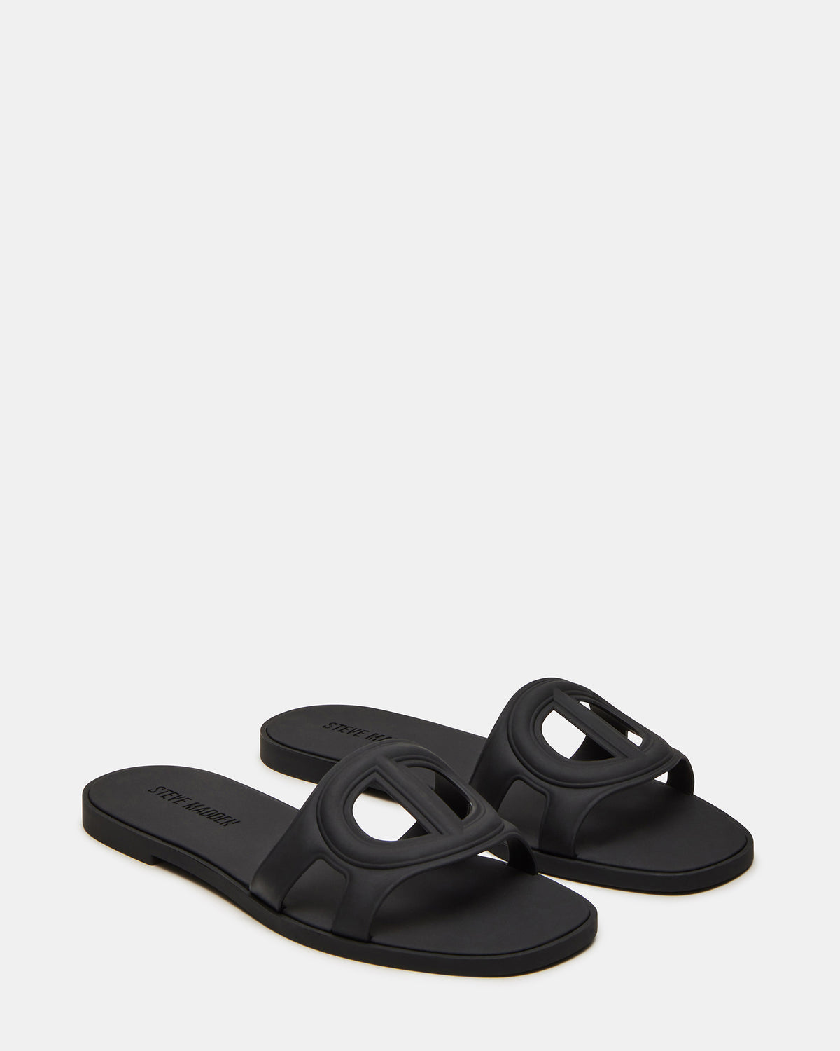 JELLIE Black Women's Square Toe Slide Sandal | Steve Madden Classic