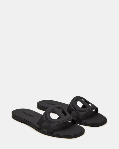 JELLIE Black Women's Square Toe Slide Sandal | Steve Madden Classic