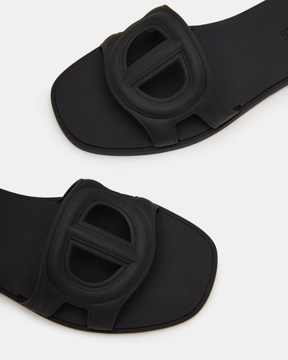 JELLIE Black Women's Square Toe Slide Sandal | Steve Madden Classic