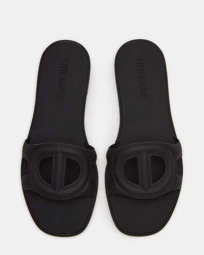 JELLIE Black Women's Square Toe Slide Sandal | Steve Madden Classic