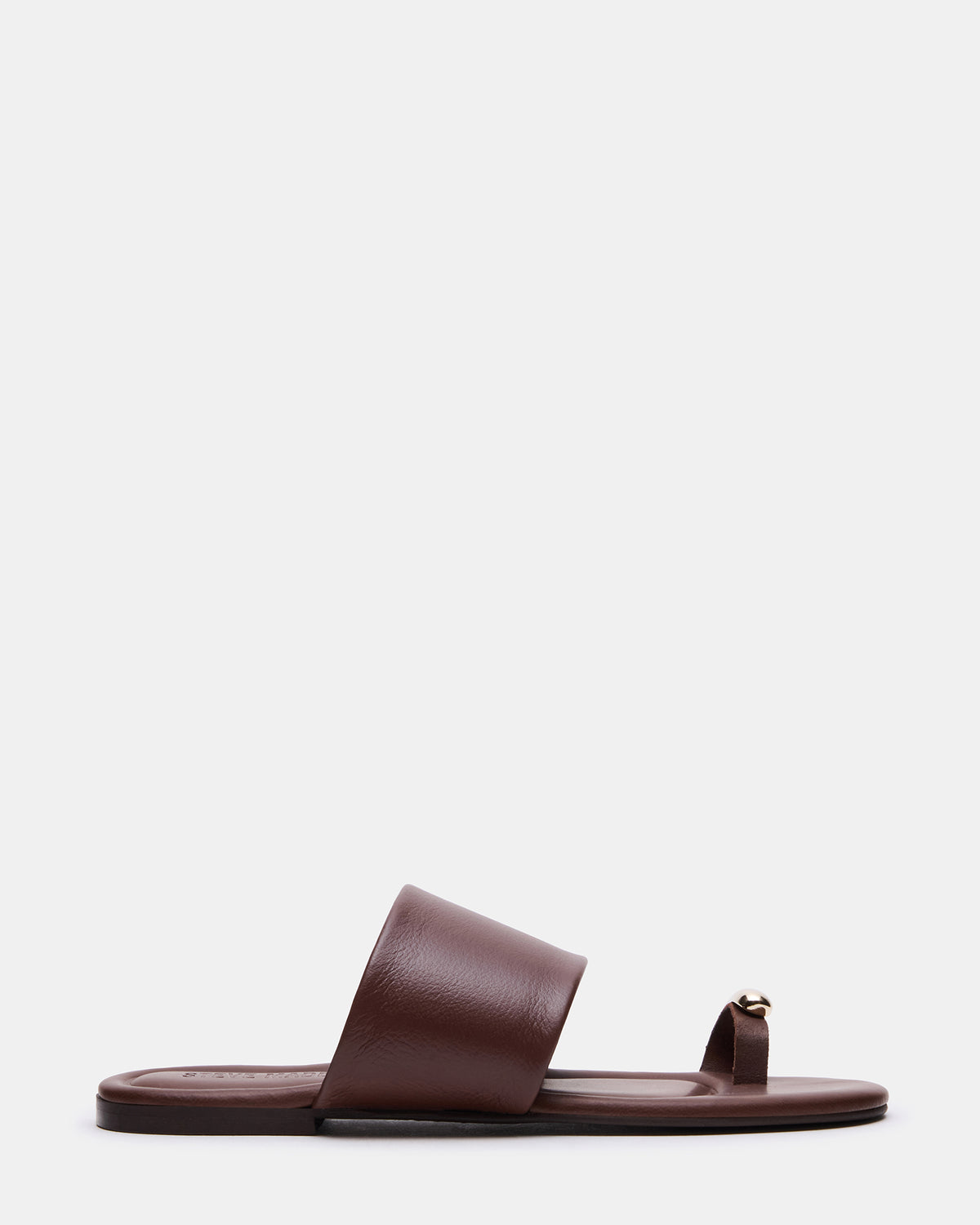 DECADENT Brown Leather Rounded-Toe Slide Women's Sandal | Steve Madden Classic