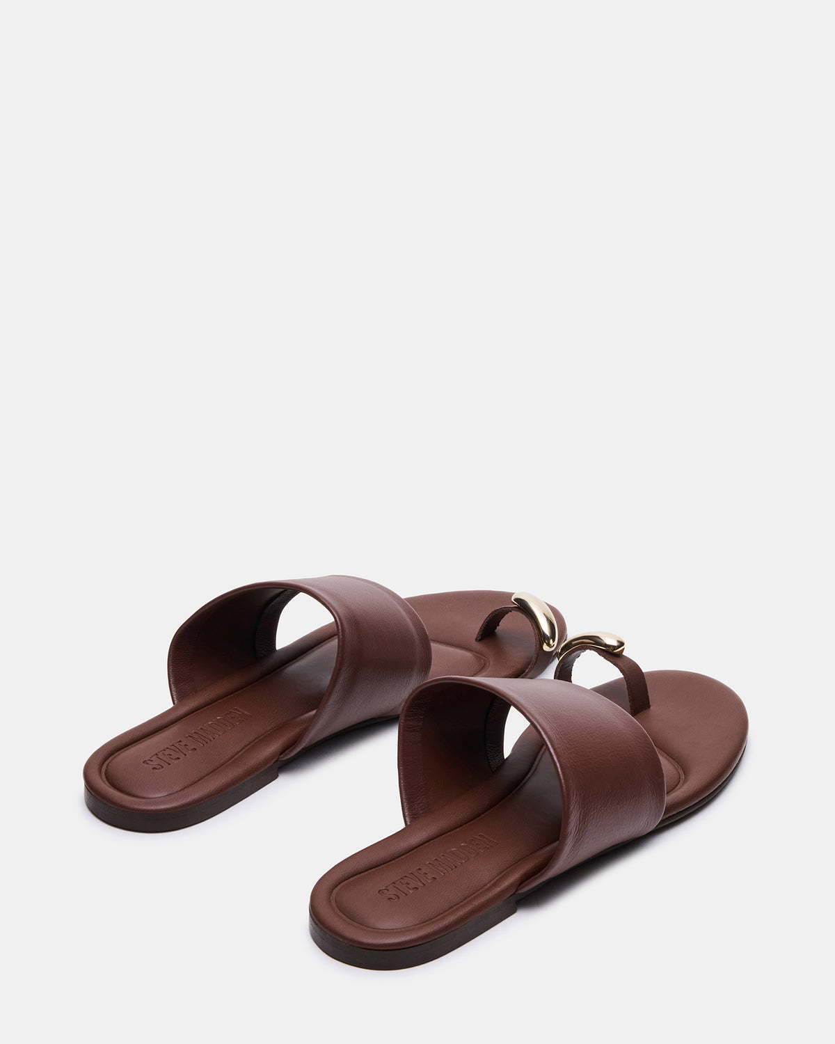 DECADENT Brown Leather Rounded-Toe Slide Women's Sandal | Steve Madden Classic