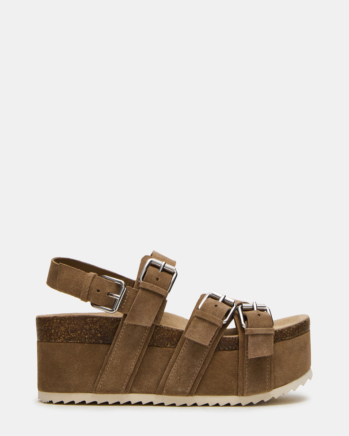 KIWI Taupe Suede Women's Strappy Platform Sandal | Steve Madden New