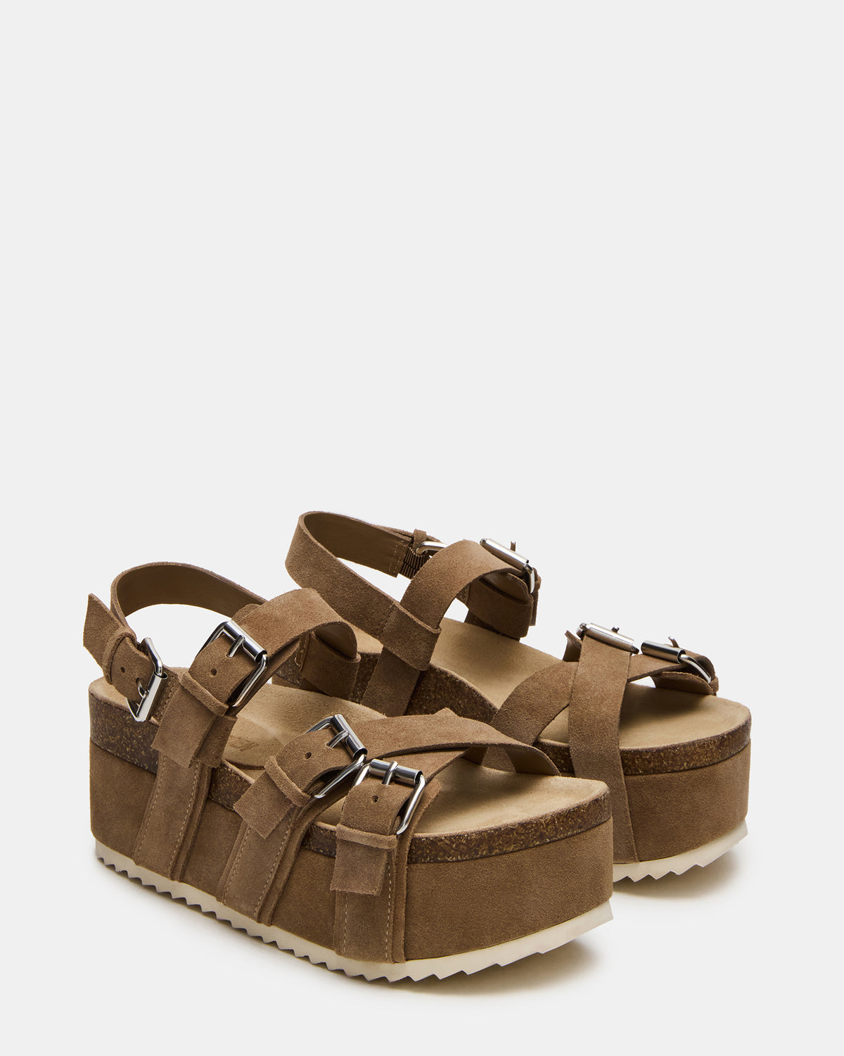 KIWI Taupe Suede Women's Strappy Platform Sandal | Steve Madden New