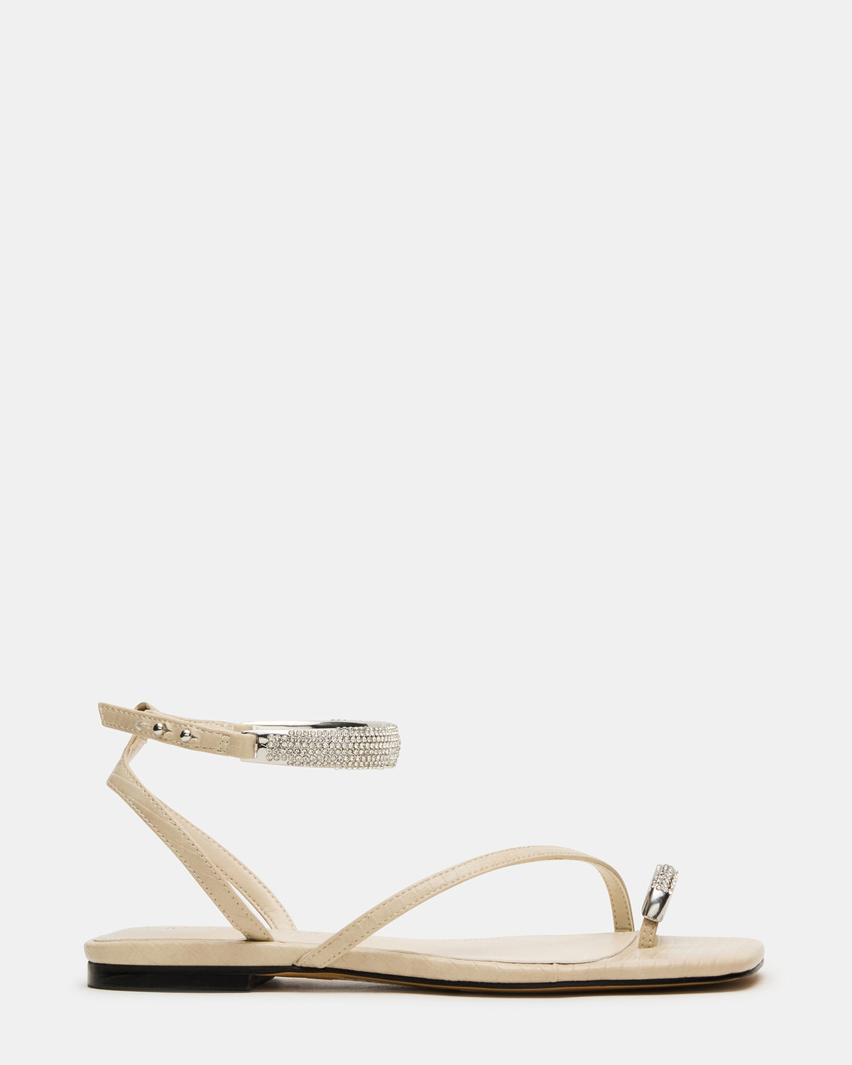 ODYSSEY-R Bone Crocodile Strappy Square-Toe Women Sandal | Steve Madden Everyday
