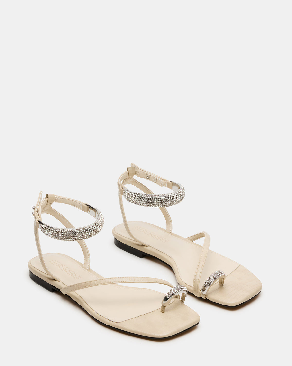 ODYSSEY-R Bone Crocodile Strappy Square-Toe Women Sandal | Steve Madden Everyday