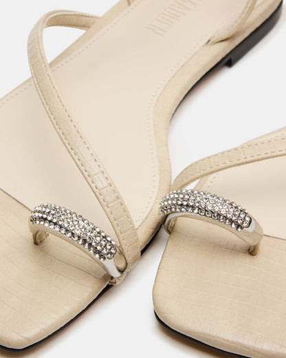 ODYSSEY-R Bone Crocodile Strappy Square-Toe Women Sandal | Steve Madden Everyday