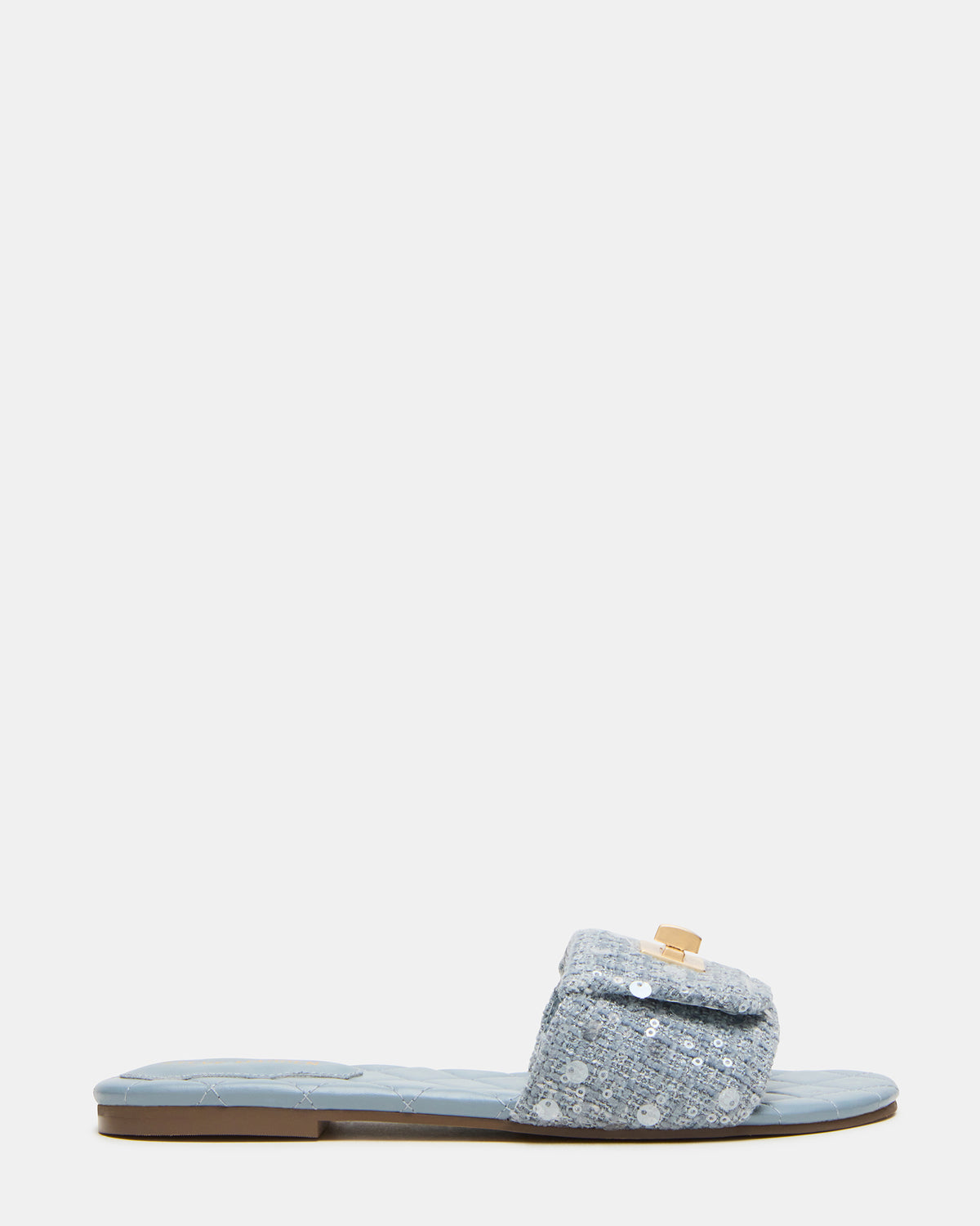 MORELAND Sequin Blue Quilted Slide Women's Sandal | Steve Madden Everyday