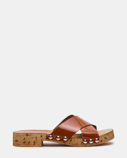 CANTLAY Camel Patent Studded Mule Slide Women's Sandal | Steve Madden Best Price