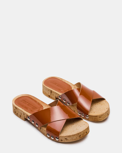 CANTLAY Camel Patent Studded Mule Slide Women's Sandal | Steve Madden Best Price