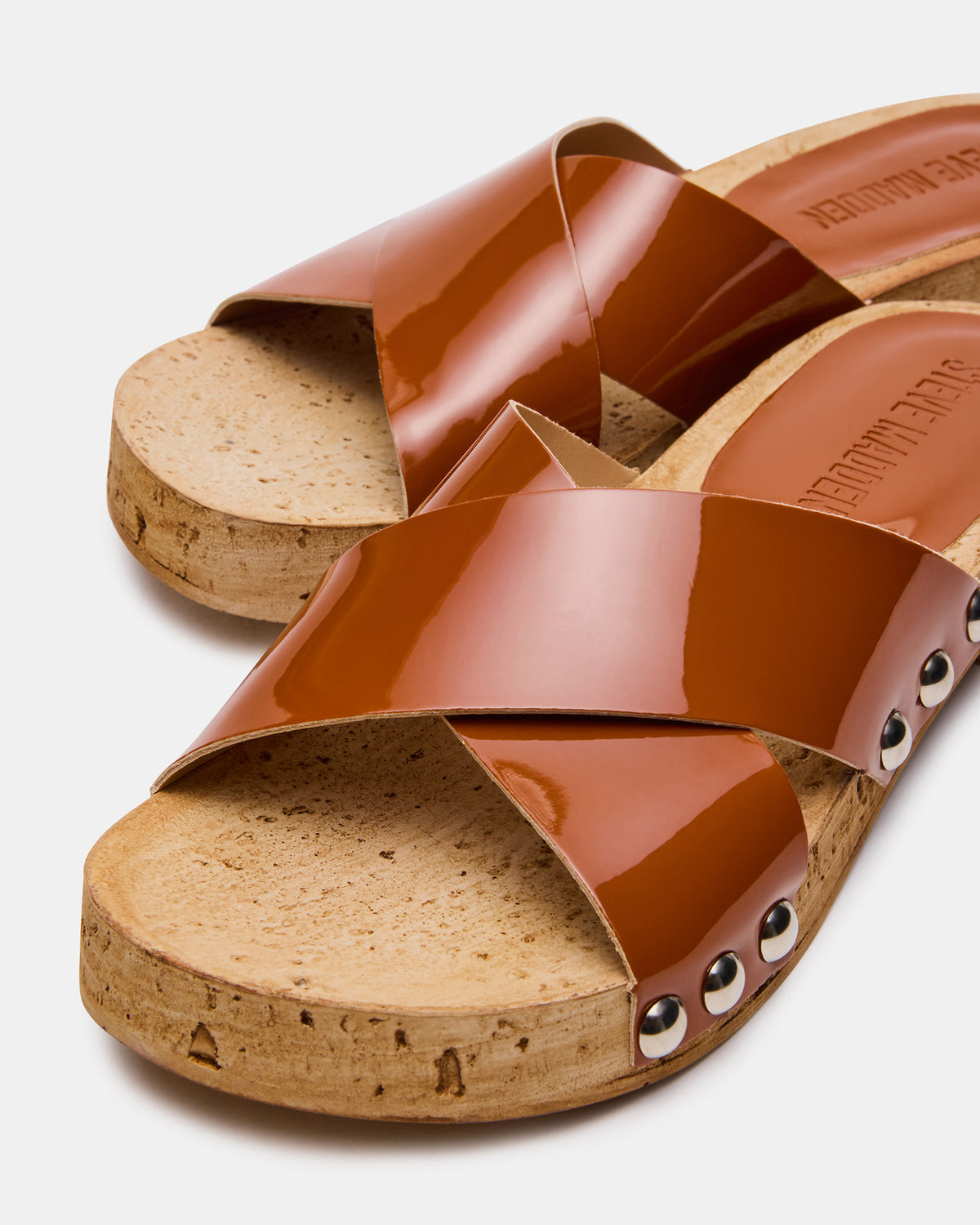 CANTLAY Camel Patent Studded Mule Slide Women's Sandal | Steve Madden Best Price