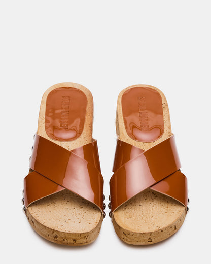CANTLAY Camel Patent Studded Mule Slide Women's Sandal | Steve Madden Best Price