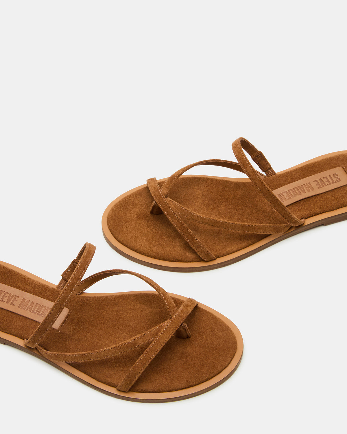 ELLERY Chestnut Suede Strappy Thong Slide Women's Sandal | Steve Madden Premium