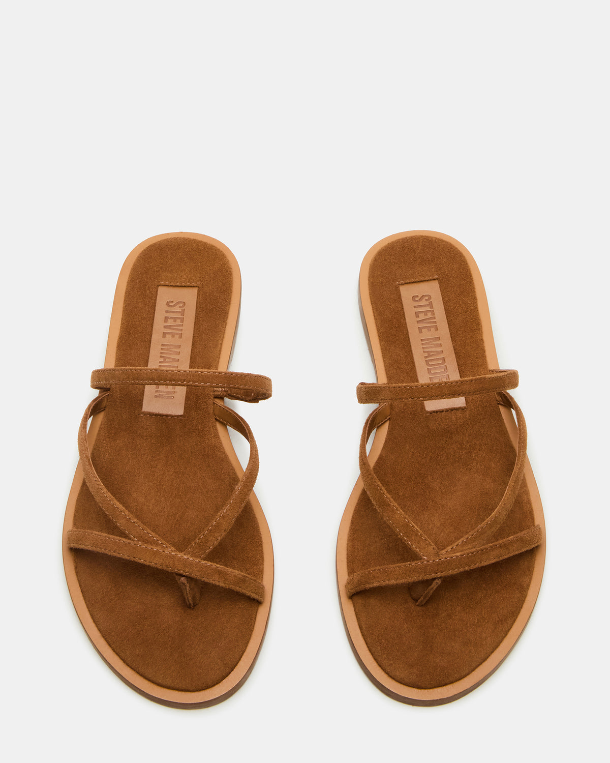 ELLERY Chestnut Suede Strappy Thong Slide Women's Sandal | Steve Madden Premium