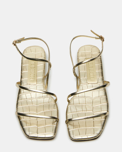 TANGO Gold Square-Toe Strappy Women's Sandal | Steve Madden Trusted