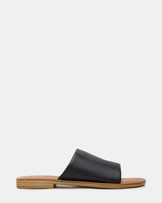 KIPP Black Leather Slide Women's Sandal | Steve Madden Sale