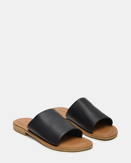 KIPP Black Leather Slide Women's Sandal | Steve Madden Sale