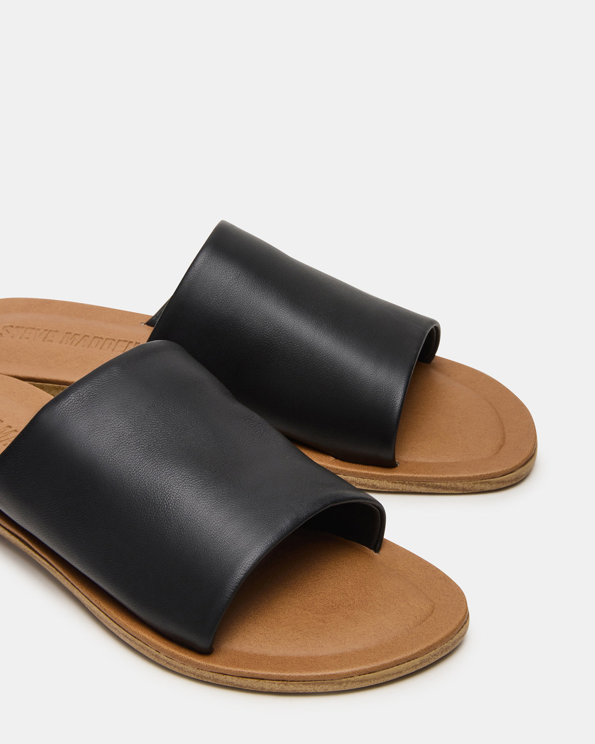 KIPP Black Leather Slide Women's Sandal | Steve Madden Sale