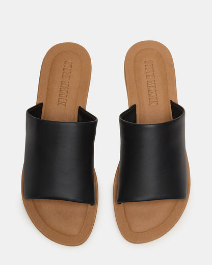 KIPP Black Leather Slide Women's Sandal | Steve Madden Sale