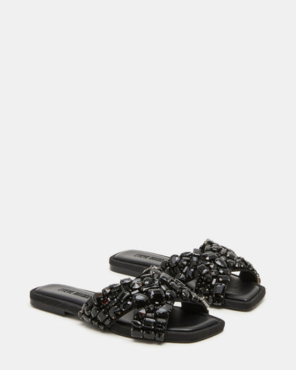 LEVITY Black Square-Toe Slide Women's Sandal | Steve Madden Popular