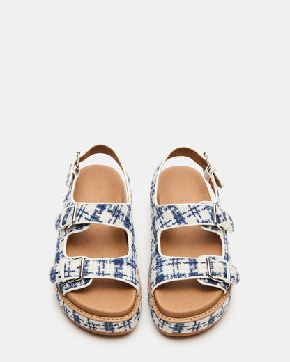 BIGMONA2.0 Blue/White Platform Footbed Flatform Women's Sandal | Steve Madden Recommended