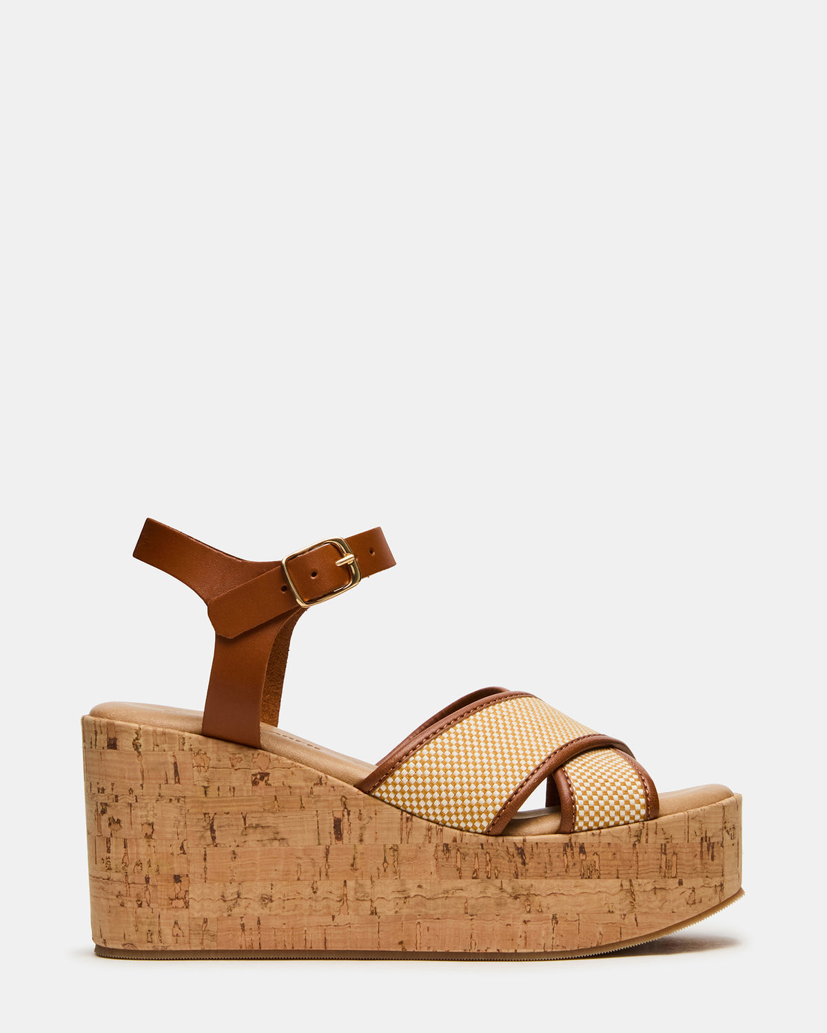 JETSET Brown Multi Platform Wedge Women's Sandal | Steve Madden Smart Buy