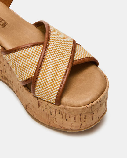 JETSET Brown Multi Platform Wedge Women's Sandal | Steve Madden Smart Buy