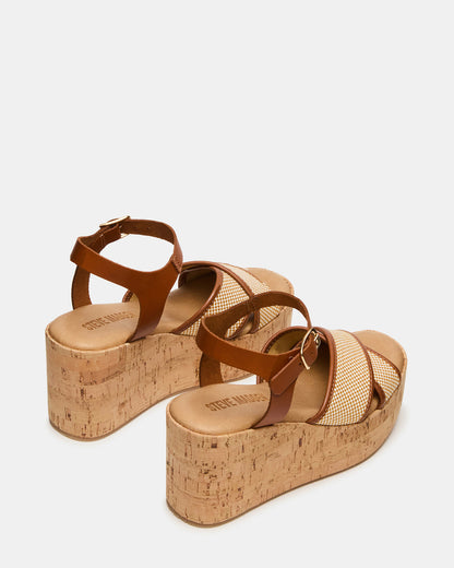 JETSET Brown Multi Platform Wedge Women's Sandal | Steve Madden Smart Buy