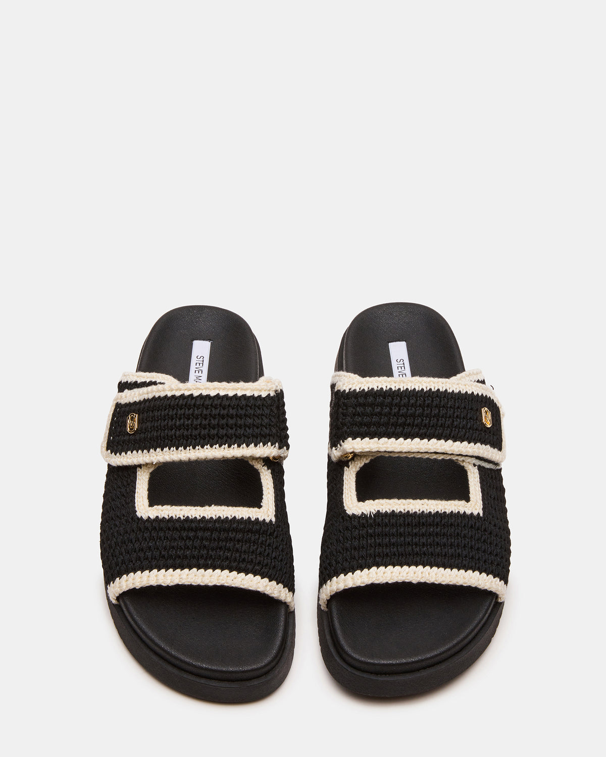 MAYSIE Black Multi Woven Flatform Footbed Slide Women's Sandal | Steve Madden Deals