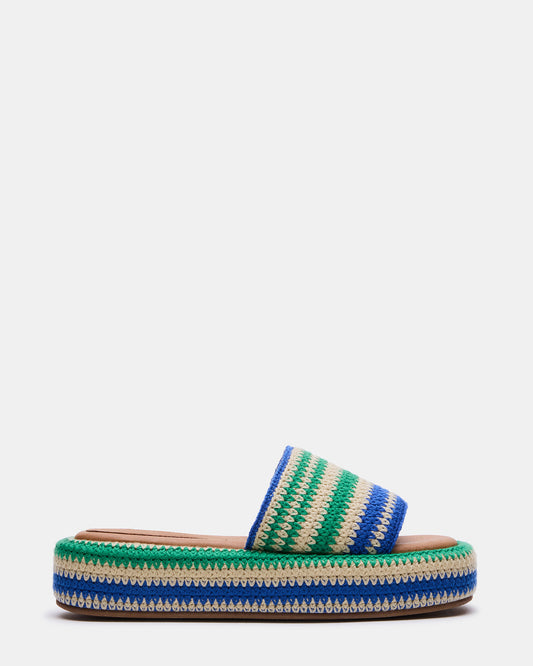 BEACHY Woven Green Multi Platform Slide Women's Sandal | Steve Madden Deals